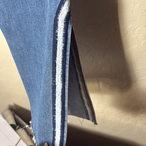 Driftwood Stella Slit Straight - Blue Melodrama stripe down the sides. Size 27. - Picture 6 of 10